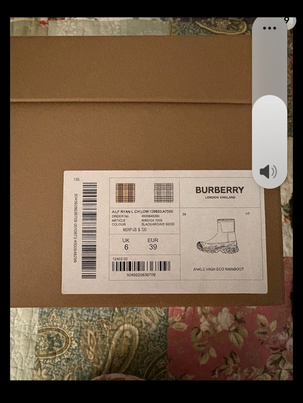 Burberry Black Kids Rain Boots with Signature Check Panel - Picture 3 of 7